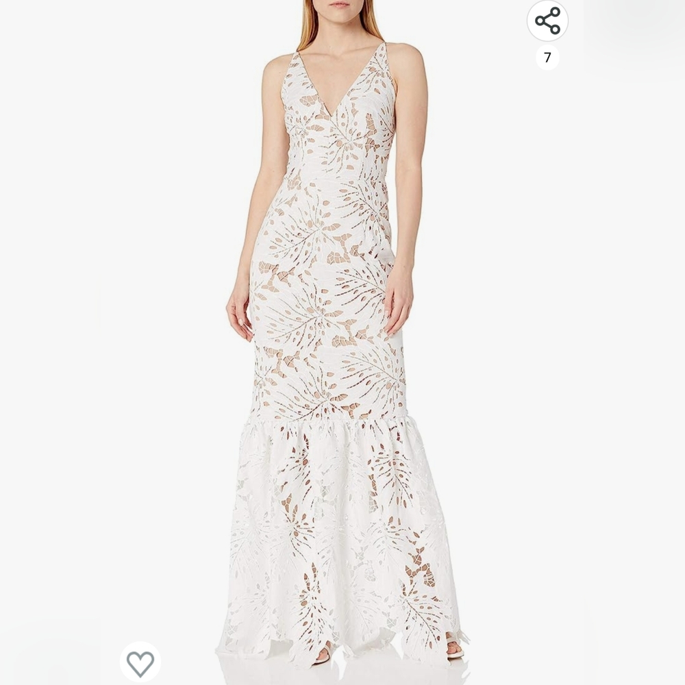Dress The Population Plunging Lace Maxi Dress Fitted Sleeveless Gown Size M